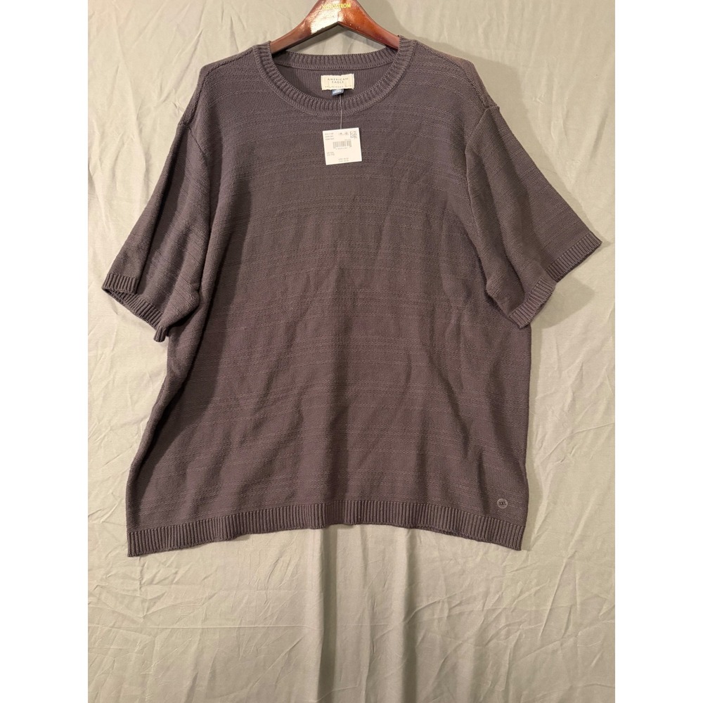 American Eagle Mens XXL Short Sleeve Cotton Knit Sweater Charcoal Gray T-Shirt